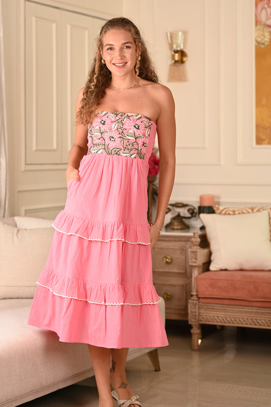 EMBROIDERED ARIA TUBE MIDI